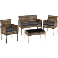 tectake Rattan Garden Furniture Palese - for 4 people, weather resistant in Natural | Size: 4 Person