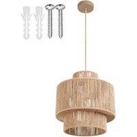 tectake Pendant Light Allegra In 3 Tiers, Jute Fibre & Boho Chic Design in Natural
