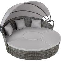 tectake Sun Lounger Santorini - modular garden furniture set with shade canopy in Grey | Size: 4 Person