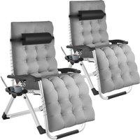 tectake Sun Lounger Cloud - folding, adjustable backrest & footrest in Light Grey | Size: 1 Seater