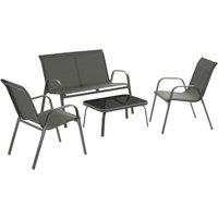 tectake Garden Furniture Set Nora in Dark Grey | Size: 4 Person