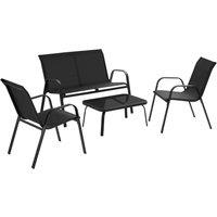 tectake Garden Furniture Set Nora in Black | Size: 4 Person