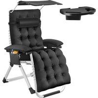 tectake Sun Lounger Cirrus in Black | Size: 1 Seater