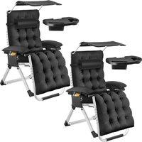 tectake Sun Lounger Cirrus in Black | Size: 2 Seater