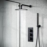 Nes Home Matte Black 2 Way Thermostatic Shower Valve with Handset Head & Arm Set