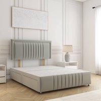 BSSPOKE Lily Plush Velvet Divan Bed 24 Headboard & No Mattress No Drawers in Silver | Size: Single