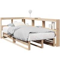 Berkfield Home Bookcase Bed without Mattress 90x190cm Solid Wood Pine in Brown | Size: 90x190 cm