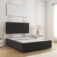 BSSPOKE Florence Divan Bed Plush Velvet 24Headboard & No Mattress No Drawers in Black | Size: Single
