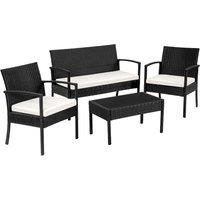 tectake Garden Furniture Set Sparta in Black | Size: 4 Person