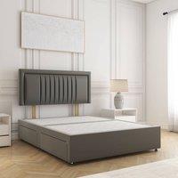 BSSPOKE Canes Divan Bed Plush Velvet 24 Headboard & No Mattress No Drawers in Grey | Size: Single