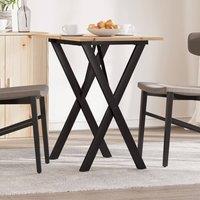 Berkfield Home Dining Table X-Frame 80x50x75 cm Solid Wood Pine & Steel in Brown | Size: 80 x 50 x 75 cm