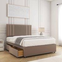 BSSPOKE Florence Plush Velvet Divan Bed Set 24 Headboard 4Drawers & Mattress in Bronze | Size: Super King