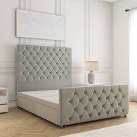 BSSPOKE Maya Divan Bed Set Plush Velvet 54 Headboard No Drawers No Mattress in Silver | Size: Super King