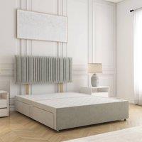 BSSPOKE Florence Divan Bed Plush Velvet 24Headboard & No Mattress No Drawers in Silver | Size: Single