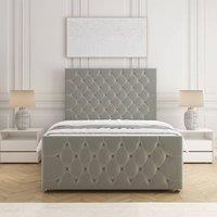 BSSPOKE Maya Plush Divan Bed 54 Headboard & Footboard Mattress & No Drawers in Silver | Size: King