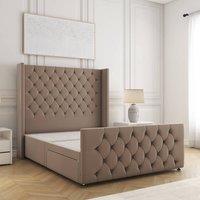 BSSPOKE Florida Divan Bed Plush Velvet 54 Headboard No Mattress No Drawers in Bronze | Size: Double