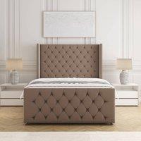 BSSPOKE Florida Velvet Divan Bed 54Headboard &Footboard Mattress & No Drawers in Bronze | Size: King