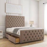 BSSPOKE Maya Velvet Divan Bed 54Headboard & 20Footboard 4Drawers & Mattress in Bronze | Size: Super King