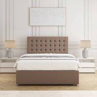 BSSPOKE Maria Velvet Plush Divan Bed Set 24 Headboard & Mattress No Drawers in Bronze | Size: Single