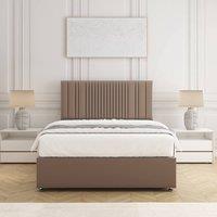 BSSPOKE Florence Divan Bed Plush Velvet 24 Headboard & Mattress No Drawers in Bronze | Size: Single