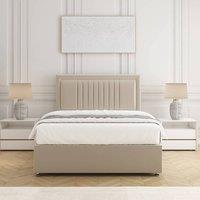 BSSPOKE Canes Divan Bed Set Plush Velvet 24 Headboard & Mattress No Drawers in Cream | Size: Super King