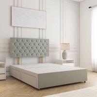 BSSPOKE Mia Divan Bed Plush Velvet 24 Headboard & No Mattress No Drawers in Silver | Size: Small Double