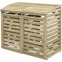 Rowlinsons Single Wheelie Bin with Box Store - Wood - L82 x W156 x H130 cm in Brown