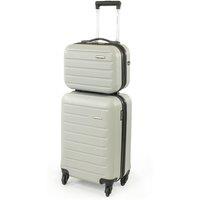 Pierre Cardin Cabin Suitcase & Mini Hard Shell Vanity Case Set - Voyager 21 + 10 in Light Grey | Size: 2 Pack