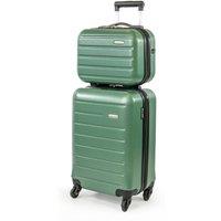 Pierre Cardin Cabin Suitcase & Mini Hard Shell Vanity Case Set - Voyager 21 + 10 in Green | Size: 2 Pack