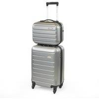 Pierre Cardin Cabin Suitcase & Mini Hard Shell Vanity Case Set - Voyager 21 + 10 in Charcoal | Size: 2 Pack