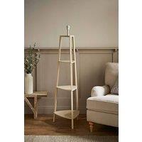 ValueLights Hiru 3 Tier Wooden Tripod Shelf Corner Floor Lamp Base in Cream