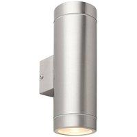 Netlighting Palin XL Outdoor Up Down Wall Lamp Brushed Stainless Steel & Clear Glass IP44 in Grey