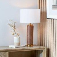 Ruma Wood Effect Ceramic Tall Table Lamp with Shade in Brown