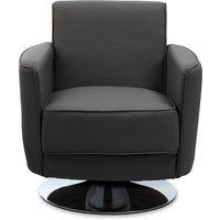 Orsina Grey Leather Effect Arm Chair, Leather Living Room Chair with Chrome Base, Upholstered Dining Chair