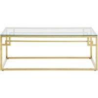 Orsina Gold Brushed Coffee Table, Modern Tempered Glass Top, Sturdy Stainless Steel Frame, Glamorous Minimal Design