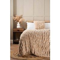 BHS Ruched Faux Fur Throw in Beige