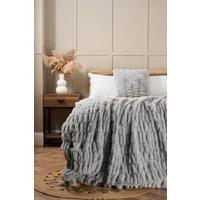 BHS Ruched Faux Fur Throw in Grey