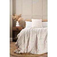 BHS Ruched Faux Fur Throw in Cream