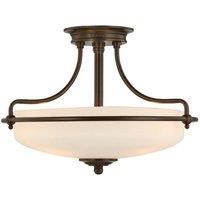 Netlighting Griffin 3 Light Semi Flush Ceiling Light Palladian Bronze E27 in Brown