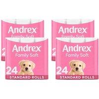 Andrex Toilet Roll Family Soft Fragrance-Free 2 Ply Toilet Paper, 24 Rolls in White