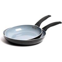 MasterClass 2pc Ceramic Non-Stick Frying Pan Set with 2x Induction-Safe Frying Pans, 24cm & 28cm in Black