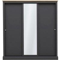 Lemon Pavilion Furniture Devon 3 Door Sliding Wardrobe - L59 x W176 x H182 cm - Charcoal in Black | Size: 1 Pack