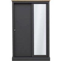 Lemon Pavilion Furniture Devon 2 Door Sliding Wardrobe - L57.7 x W113.8 x H181.6 cm - Charcoal in Black | Size: 1 Pack