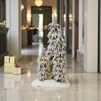 Garden Greatness Set Of 3 Pre-Lit Flocked Snowy Trees in Brown | Size: 1 Pack