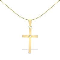 Jewelco London 9ct Gold 0.03ct Diamond Solitaire Cross Pendant
