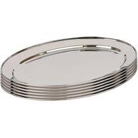Argon Tableware Oval Stainless Steel Serving Platters - 60cm x 41cm - Pack of 6 in Silver | Size: 60 cm x 41 cm