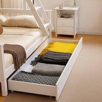Amani Spacious Wooden Underbed Drawer on Wheels - White & Grey | Size: XL