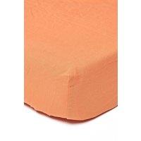 Homescapes Luxury Soft Plain Linen Deep Fitted Sheet 18 inch Deep in Burnt Orange | Size: Single Fitted