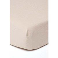 Homescapes Luxury Soft Plain Linen Deep Fitted Sheet 18 inch Deep in Natural | Size: Single Fitted