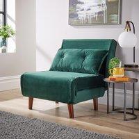 Home Source Double Sofa Bed Folding Chair Velvet Wooden Legs Two Pillow Home in Bottle Green